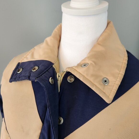 Vintage Down Jacket Blue and Tan Chevron Women's Size Small - Picture 6 of 14